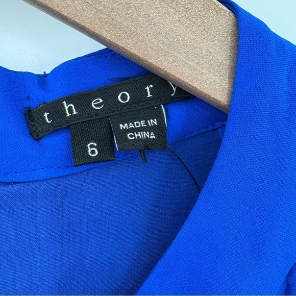 Theory Avrex Sleeveless Office Cocktail Silk Georgette Dress -Blue -Size 6 - NWT - Picture 7 of 11